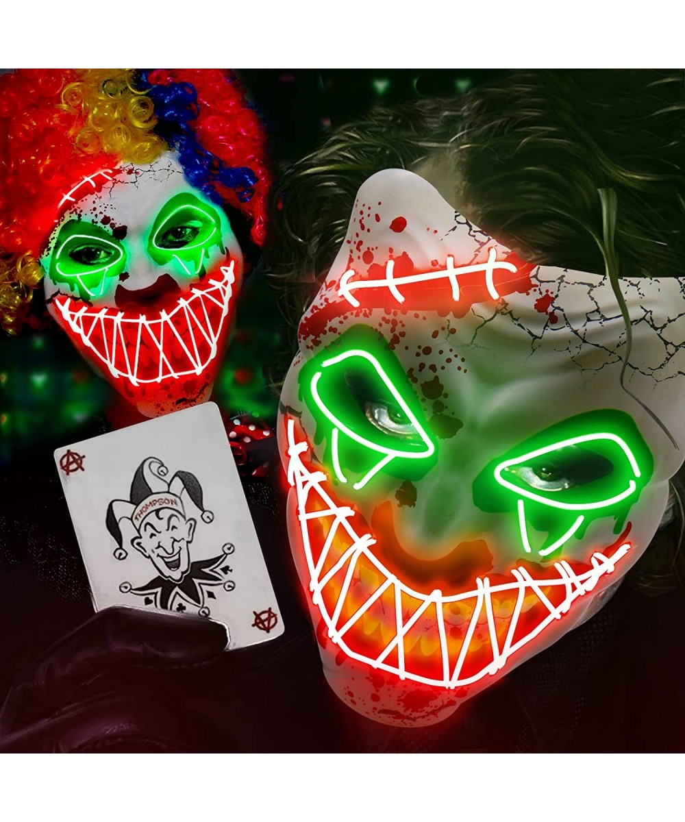 Halloween LED Clown Mask for Aldults & Kid EL Wire Scary Purge Mask for Cosplay Costume Party Light up for Halloween Party… $...