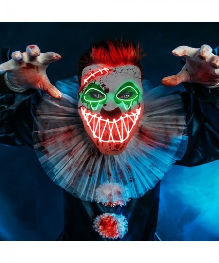 Halloween LED Clown Mask for Aldults & Kid EL Wire Scary Purge Mask for Cosplay Costume Party Light up for Halloween Party… $...