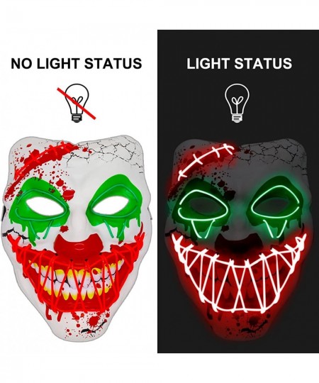 Halloween LED Clown Mask for Aldults & Kid EL Wire Scary Purge Mask for Cosplay Costume Party Light up for Halloween Party… $...