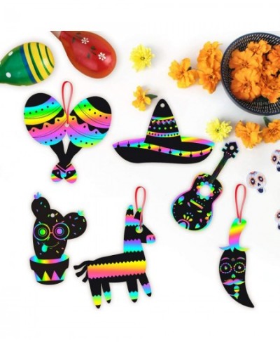 60 pcs Mexican Fiesta Scratch Cards Art Set for Kids and Adults Cinco De Mayo Party Decorations Favor DIY Magic Colorful Art ...