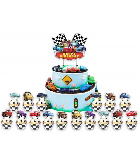 Cars Lightning McQueen Cake Topper and Cup Cake Topper for Kids Birthday Race Car Themed Cake Decorations $16.38 - Kids' Part...