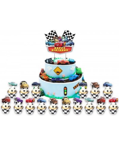 Cars Lightning McQueen Cake Topper and Cup Cake Topper for Kids Birthday Race Car Themed Cake Decorations $16.38 - Kids' Part...