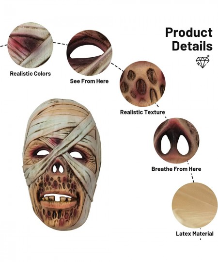 Mummy Mask Egyptian P haraoh Latex Full Head Scary Horror Mask Fancy Dress for Halloween Carnival Costume Party $17.42 - Kids...