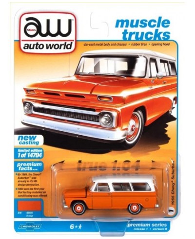 Auto World Muscle Trucks 1965 Chevy Suburban (Orange) 1:64 Scale $55.96 - Toy Vehicle Playsets