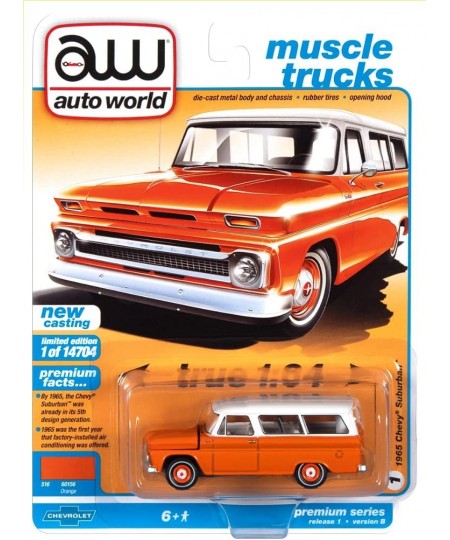 Auto World Muscle Trucks 1965 Chevy Suburban (Orange) 1:64 Scale $55.96 - Toy Vehicle Playsets