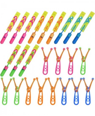 Rocket Slingshot Flying Toys with Led Lights - 12 Pcs Slingshot Toy for Kids Summer Outdoor Game LED Slingshot with 12Pcs Lau...