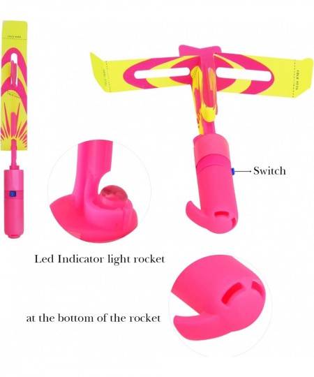 Rocket Slingshot Flying Toys with Led Lights - 12 Pcs Slingshot Toy for Kids Summer Outdoor Game LED Slingshot with 12Pcs Lau...