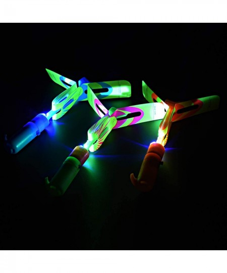 Rocket Slingshot Flying Toys with Led Lights - 12 Pcs Slingshot Toy for Kids Summer Outdoor Game LED Slingshot with 12Pcs Lau...