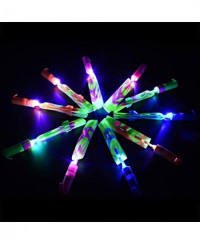 Rocket Slingshot Flying Toys with Led Lights - 12 Pcs Slingshot Toy for Kids Summer Outdoor Game LED Slingshot with 12Pcs Lau...