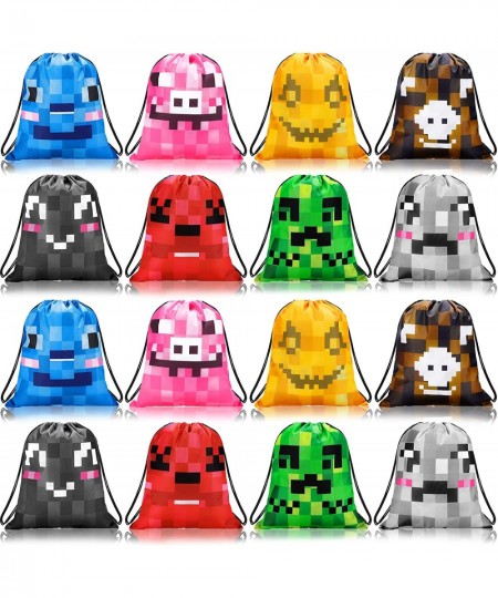 Pixel Mine Bags 12 x 10 Inch Pixel Miner Drawstring Bags Pixel Miner Party Supplies Bag Candy Favor Bags for Kids Teens Game ...