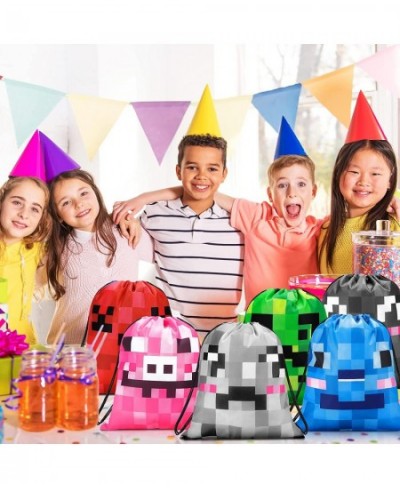 Pixel Mine Bags 12 x 10 Inch Pixel Miner Drawstring Bags Pixel Miner Party Supplies Bag Candy Favor Bags for Kids Teens Game ...