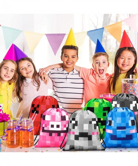 Pixel Mine Bags 12 x 10 Inch Pixel Miner Drawstring Bags Pixel Miner Party Supplies Bag Candy Favor Bags for Kids Teens Game ...