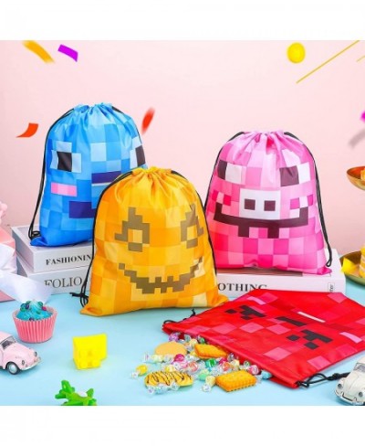 Pixel Mine Bags 12 x 10 Inch Pixel Miner Drawstring Bags Pixel Miner Party Supplies Bag Candy Favor Bags for Kids Teens Game ...