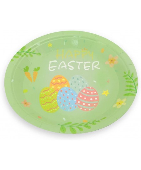 Green Easter Eggs Plates - 32pcs 7inch Biodegradable Round Party Plates for Cakes Dessert Snack Fruits Baby Shower Kids Birth...