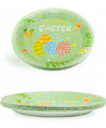 Green Easter Eggs Plates - 32pcs 7inch Biodegradable Round Party Plates for Cakes Dessert Snack Fruits Baby Shower Kids Birth...