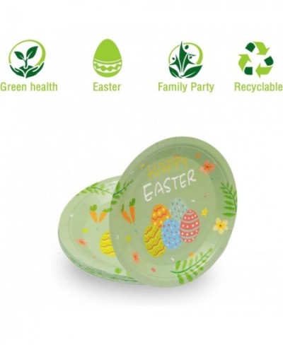 Green Easter Eggs Plates - 32pcs 7inch Biodegradable Round Party Plates for Cakes Dessert Snack Fruits Baby Shower Kids Birth...