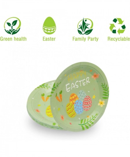 Green Easter Eggs Plates - 32pcs 7inch Biodegradable Round Party Plates for Cakes Dessert Snack Fruits Baby Shower Kids Birth...