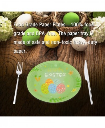 Green Easter Eggs Plates - 32pcs 7inch Biodegradable Round Party Plates for Cakes Dessert Snack Fruits Baby Shower Kids Birth...