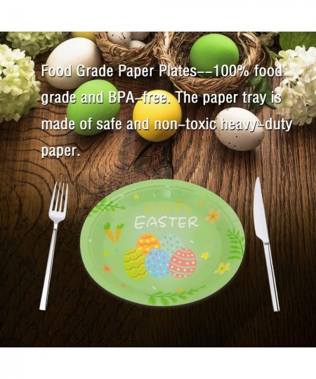 Green Easter Eggs Plates - 32pcs 7inch Biodegradable Round Party Plates for Cakes Dessert Snack Fruits Baby Shower Kids Birth...