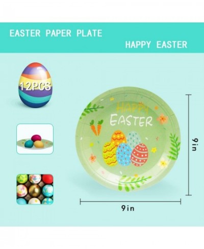 Green Easter Eggs Plates - 32pcs 7inch Biodegradable Round Party Plates for Cakes Dessert Snack Fruits Baby Shower Kids Birth...