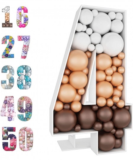 4ft Mosaic Balloon Frame Number 4 Light Up Marquee Pre-Cut Kit Number Cut-Out Extra Large Foam Board Backdrop Birthday Baby P...