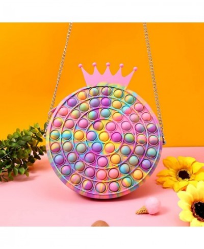 Pop Shoulder Bags Fidget Toy for Girls Kids- Mini Rainbow Crown Shape Popper Purse- School Supplies Silicone Bag Halloween Ch...