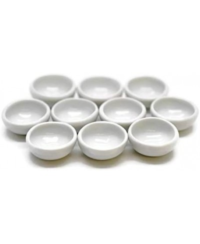 10 White Ceramic Tiny Bowl Dollhouse Miniatures Replica Decorative Porcelain for Crafts Painting and Collectible Kitchen Deco...