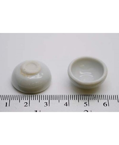 10 White Ceramic Tiny Bowl Dollhouse Miniatures Replica Decorative Porcelain for Crafts Painting and Collectible Kitchen Deco...