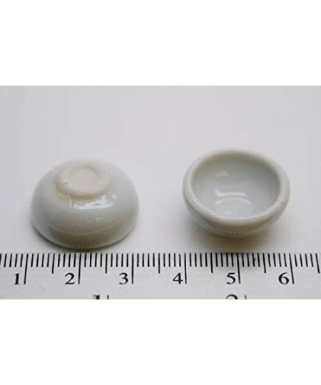 10 White Ceramic Tiny Bowl Dollhouse Miniatures Replica Decorative Porcelain for Crafts Painting and Collectible Kitchen Deco...