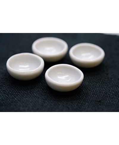 10 White Ceramic Tiny Bowl Dollhouse Miniatures Replica Decorative Porcelain for Crafts Painting and Collectible Kitchen Deco...