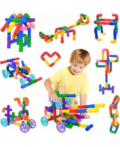 STEM Learning Pipe Tube Toys Tube Locks Construction Building Blocks 96 Pcs - Multicolor Educational Building Blocks Set with...