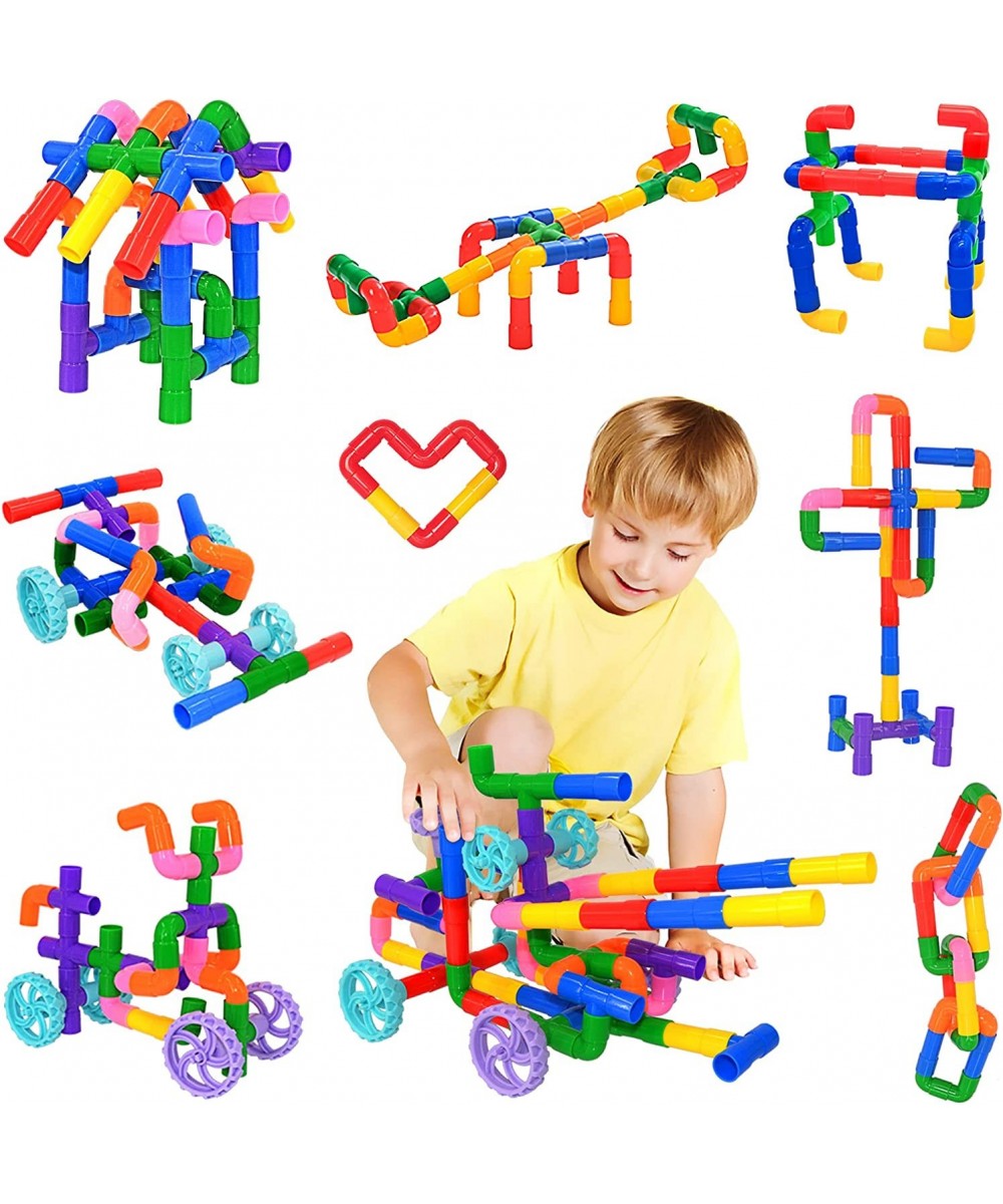 STEM Learning Pipe Tube Toys Tube Locks Construction Building Blocks 96 Pcs - Multicolor Educational Building Blocks Set with...