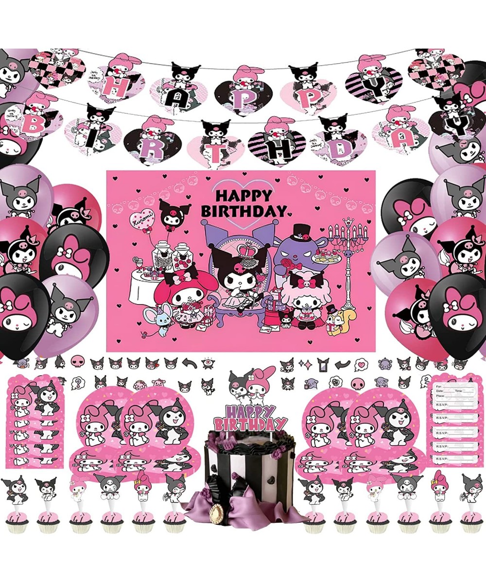 119 kawaii cute anime themed birthday party decorations pink cartoon party girls and boys including backgrounds cloth banners...