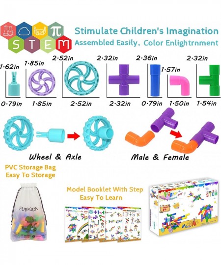 STEM Learning Pipe Tube Toys Tube Locks Construction Building Blocks 96 Pcs - Multicolor Educational Building Blocks Set with...