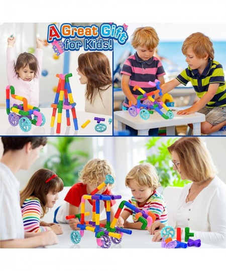 STEM Learning Pipe Tube Toys Tube Locks Construction Building Blocks 96 Pcs - Multicolor Educational Building Blocks Set with...