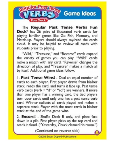 | Regular Past Tense Verbs Fun Deck Flash Cards | Educational Learning Resource for Children $30.66 - Electronic Learning & E...