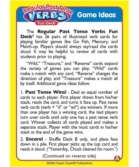 | Regular Past Tense Verbs Fun Deck Flash Cards | Educational Learning Resource for Children $30.66 - Electronic Learning & E...