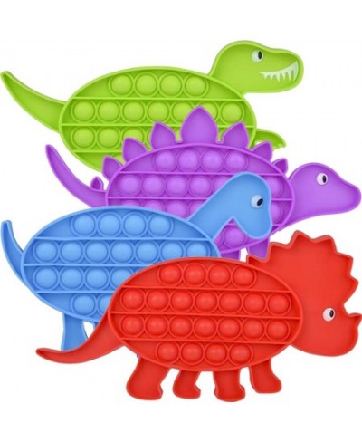 Dinosaur Bubble Poppers Set of 4 Pop It Sensory Fidget Toys Stress Relief Toys for Boys and Girls Cool Dinosaur Toys for Kids...