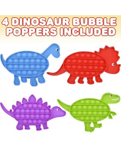 Dinosaur Bubble Poppers Set of 4 Pop It Sensory Fidget Toys Stress Relief Toys for Boys and Girls Cool Dinosaur Toys for Kids...