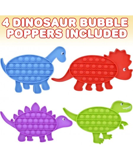 Dinosaur Bubble Poppers Set of 4 Pop It Sensory Fidget Toys Stress Relief Toys for Boys and Girls Cool Dinosaur Toys for Kids...