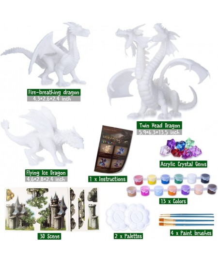 Kids Crafts DIY 3D Dragon Painting Toys with 13 Color Educational Toy Painting Set Paint Your Own Gift Art and Craft Kit for ...