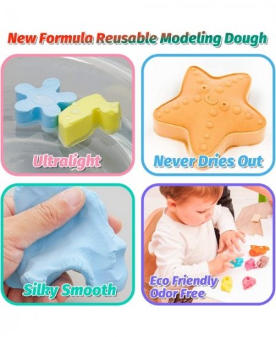 Non-Drying Reusable Modeling Dough Kit - 12-Pack Ultralight Odor-Free Modeling Compound with Molds & Plastic Knife Non-Toxic ...