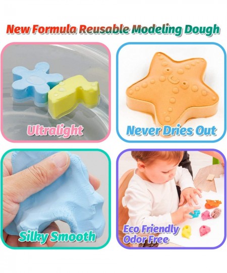 Non-Drying Reusable Modeling Dough Kit - 12-Pack Ultralight Odor-Free Modeling Compound with Molds & Plastic Knife Non-Toxic ...