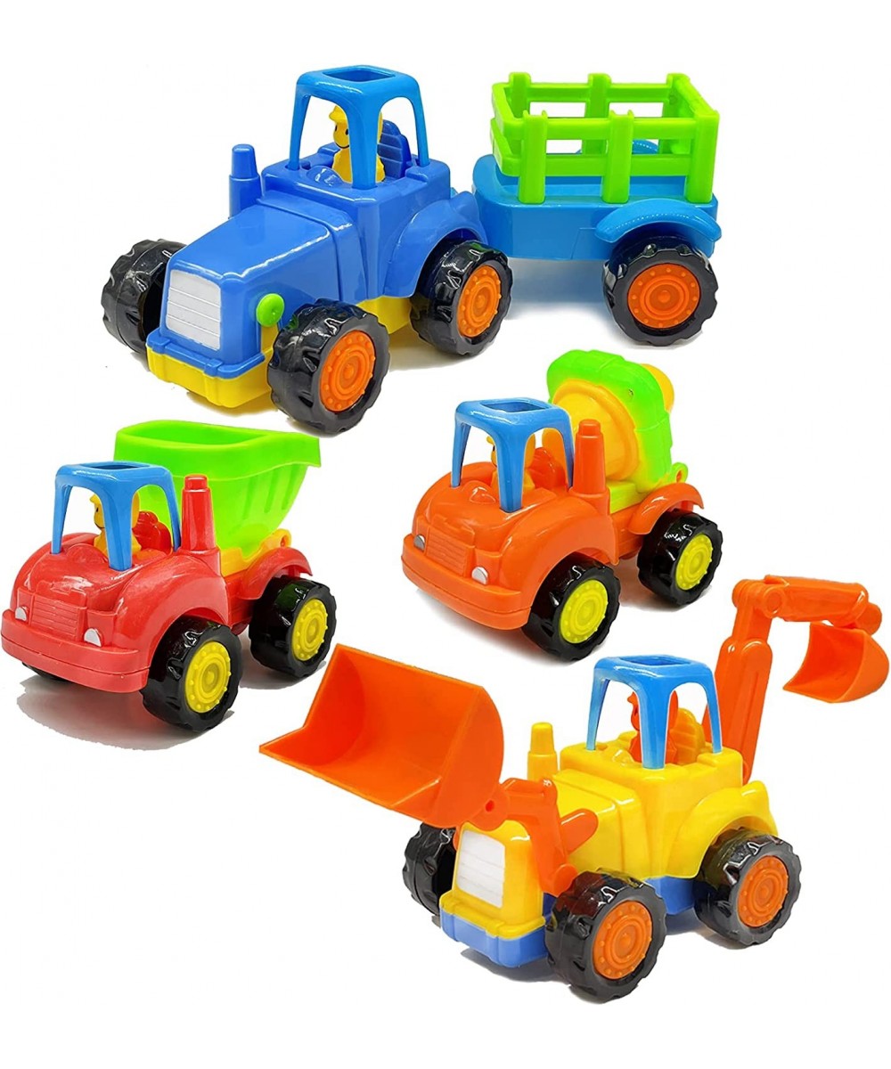 Push and Go Friction Powered Car Toys Set Cartoon Construction Vehicles Bulldozer Tractor Cement Mixer Dump Truck for 3 4 5 6...