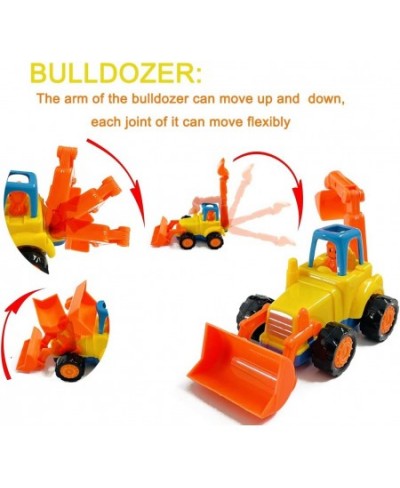 Push and Go Friction Powered Car Toys Set Cartoon Construction Vehicles Bulldozer Tractor Cement Mixer Dump Truck for 3 4 5 6...