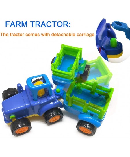 Push and Go Friction Powered Car Toys Set Cartoon Construction Vehicles Bulldozer Tractor Cement Mixer Dump Truck for 3 4 5 6...