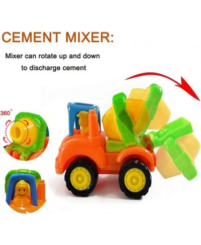 Push and Go Friction Powered Car Toys Set Cartoon Construction Vehicles Bulldozer Tractor Cement Mixer Dump Truck for 3 4 5 6...