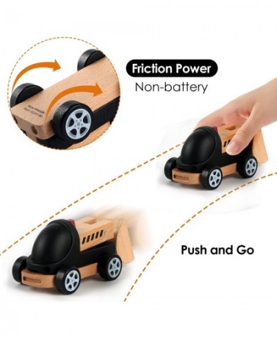 Cute Baby Wooden Car Toys 4 Kinds Wooden Construction Work Vehicles Detachable Components Fine Movement Development and Infan...