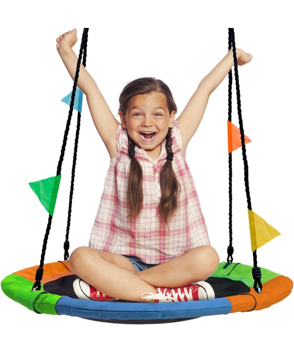 24” Saucer Swing for Kids – Outdoor Tree Swing – Durable Therapy Swing with Adjustable Ropes – Net Swing Seat Glider for Indo...