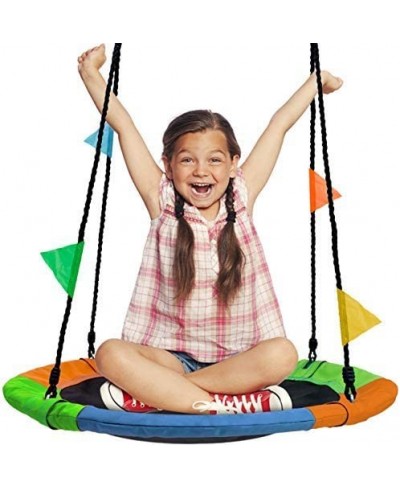 24” Saucer Swing for Kids – Outdoor Tree Swing – Durable Therapy Swing with Adjustable Ropes – Net Swing Seat Glider for Indo...